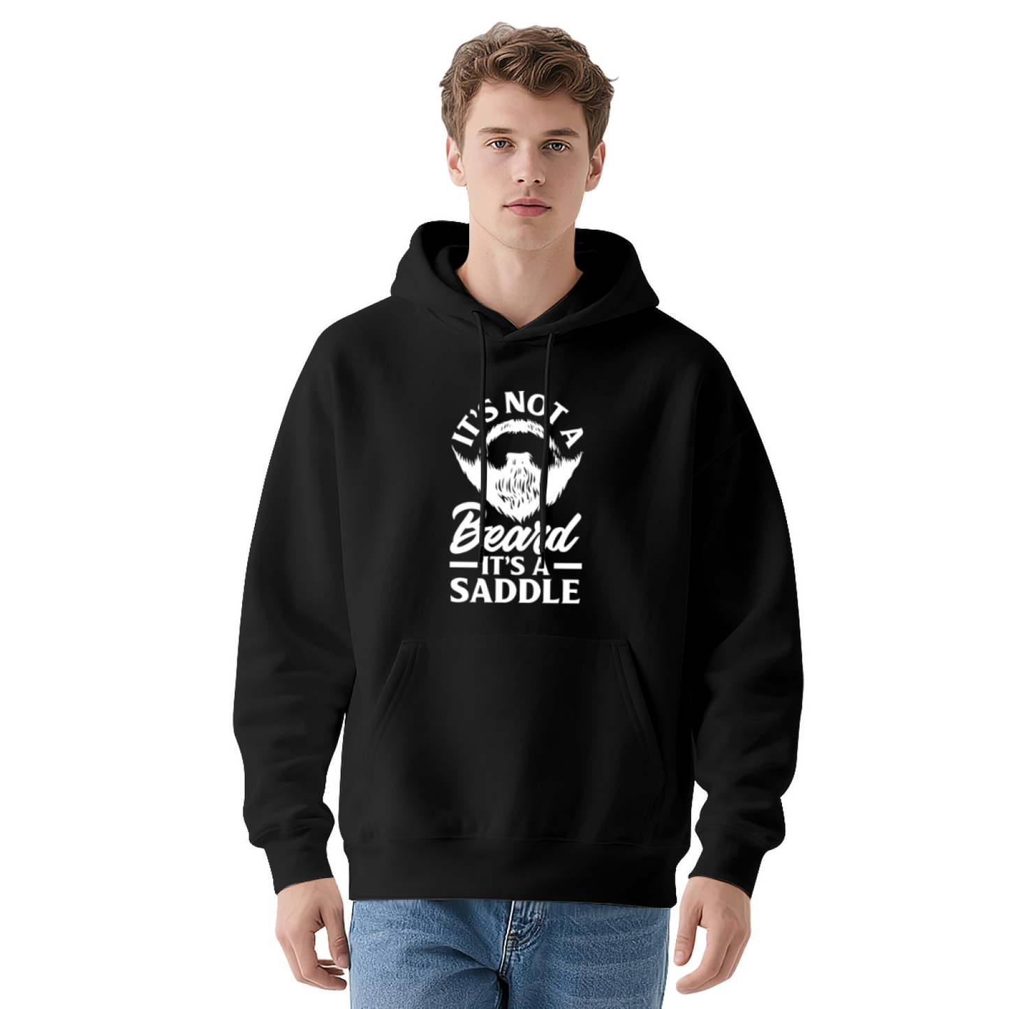 Funny Beard Saddle Slogan Red Hoodie, Men Trendy Comfort Daily Pullover