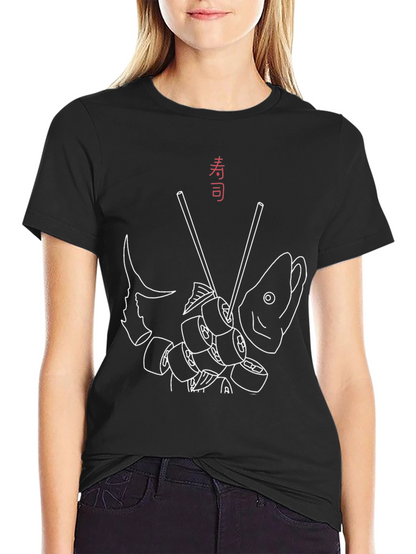 Sushi Fish Graphic Tee - Japanese Food Art T-Shirt
