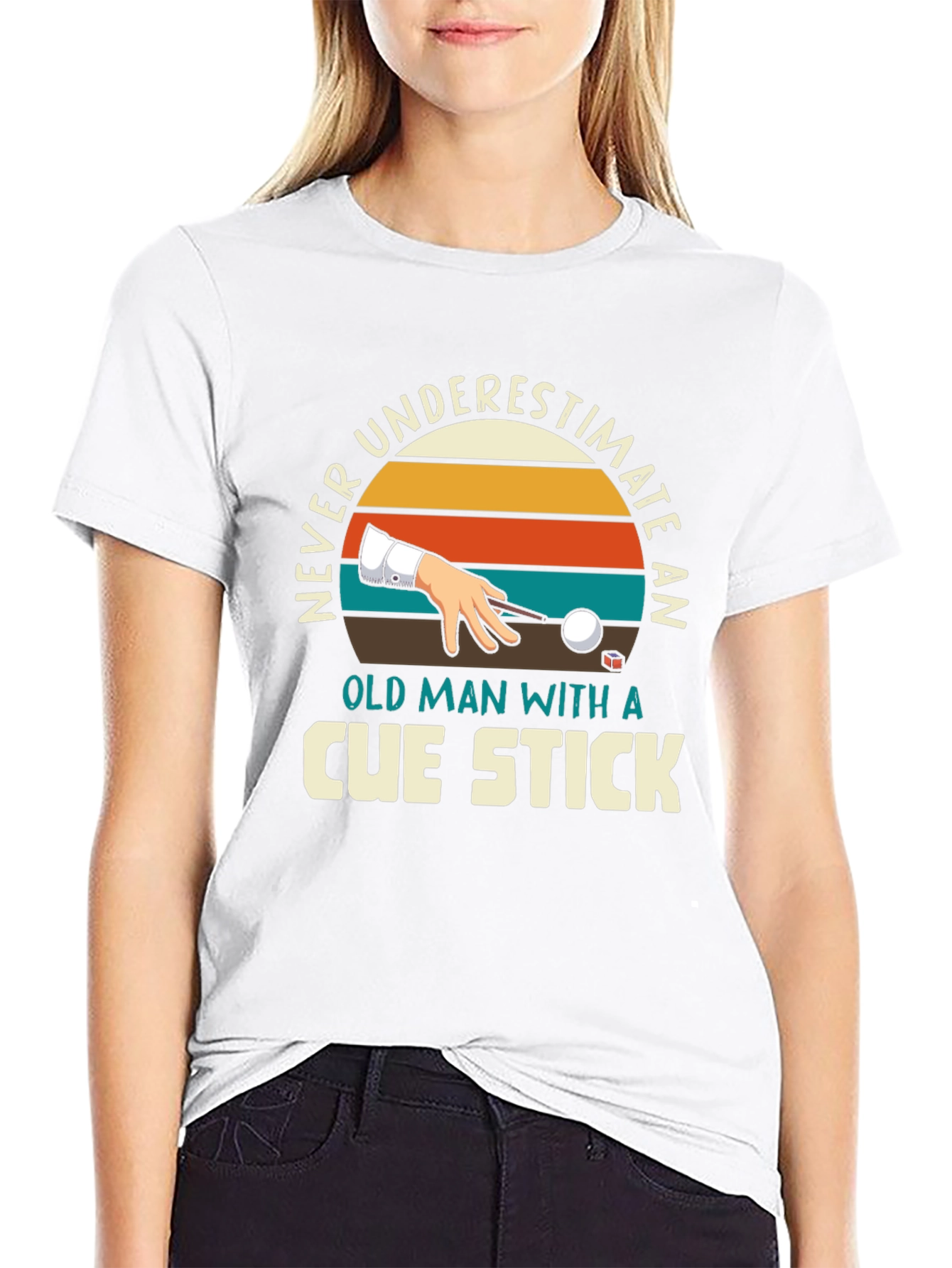 Never Underestimate Cue Stick Black T-Shirt