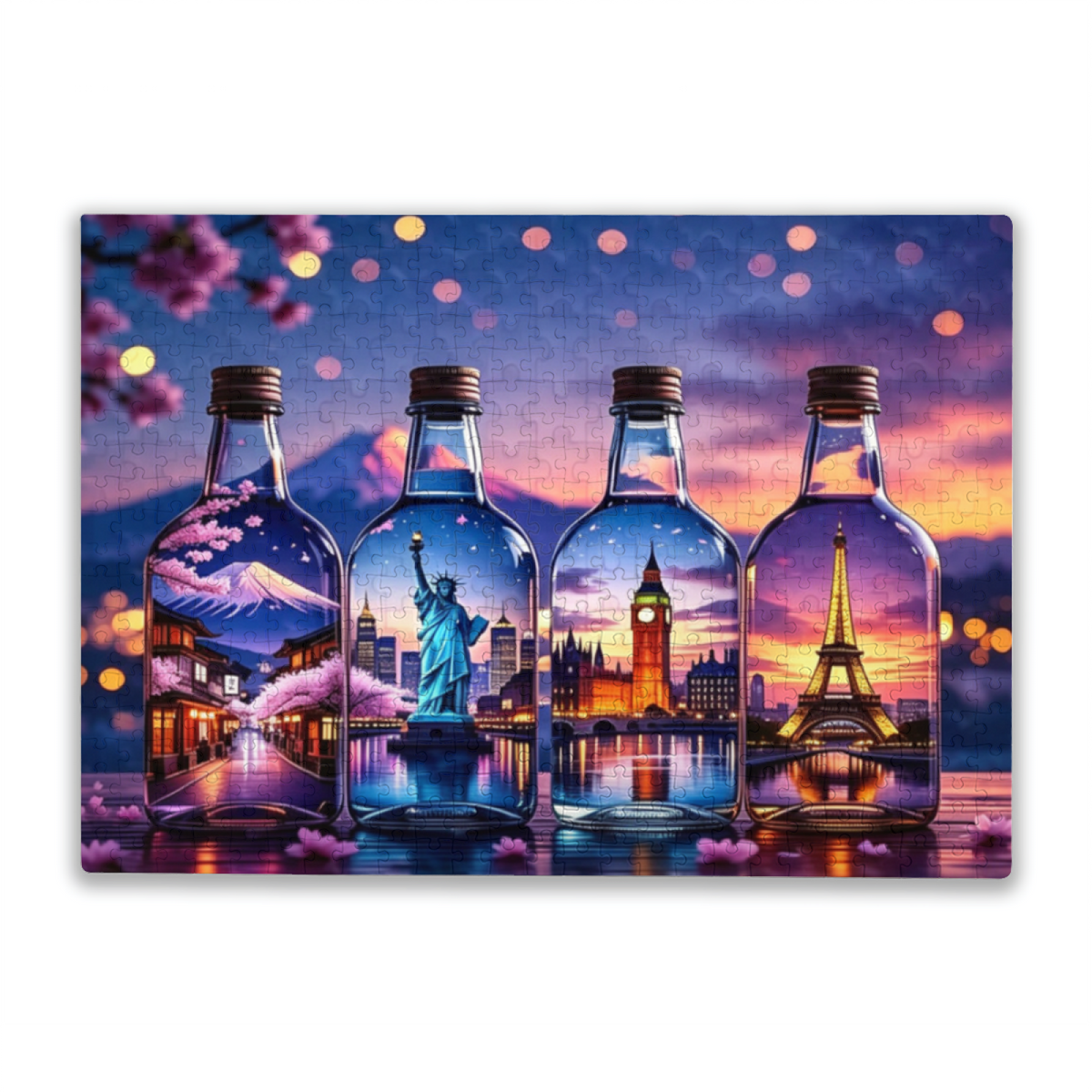 Magical World Landmarks In Glass Bottles Travel Lovers Puzzle | 300/500/1000 Pieces