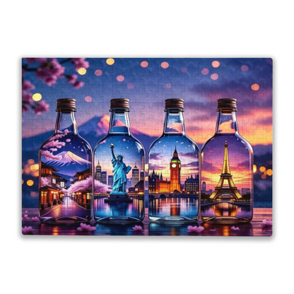 Magical World Landmarks In Glass Bottles Travel Lovers Puzzle | 300/500/1000 Pieces