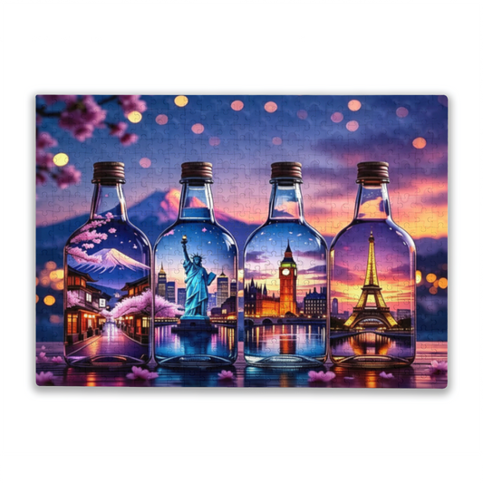 Magical World Landmarks In Glass Bottles Travel Lovers Puzzle | 300/500/1000 Pieces