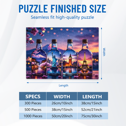 Magical World Landmarks In Glass Bottles Travel Lovers Puzzle | 300/500/1000 Pieces