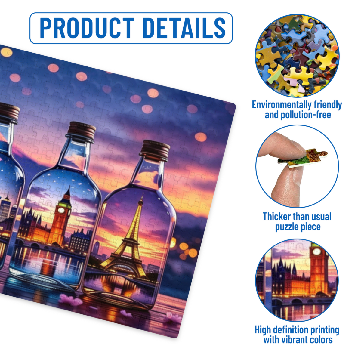 Magical World Landmarks In Glass Bottles Travel Lovers Puzzle | 300/500/1000 Pieces