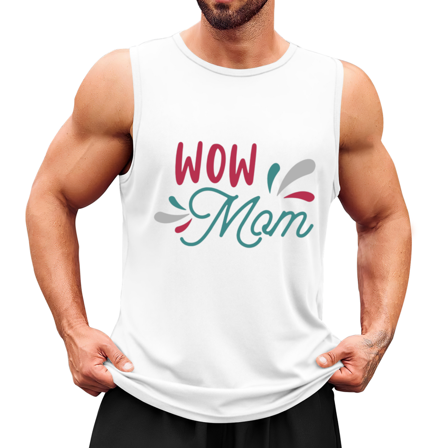 Wow Mom Sweet Mother¡¯s Day Letter Graphic Tank For Men