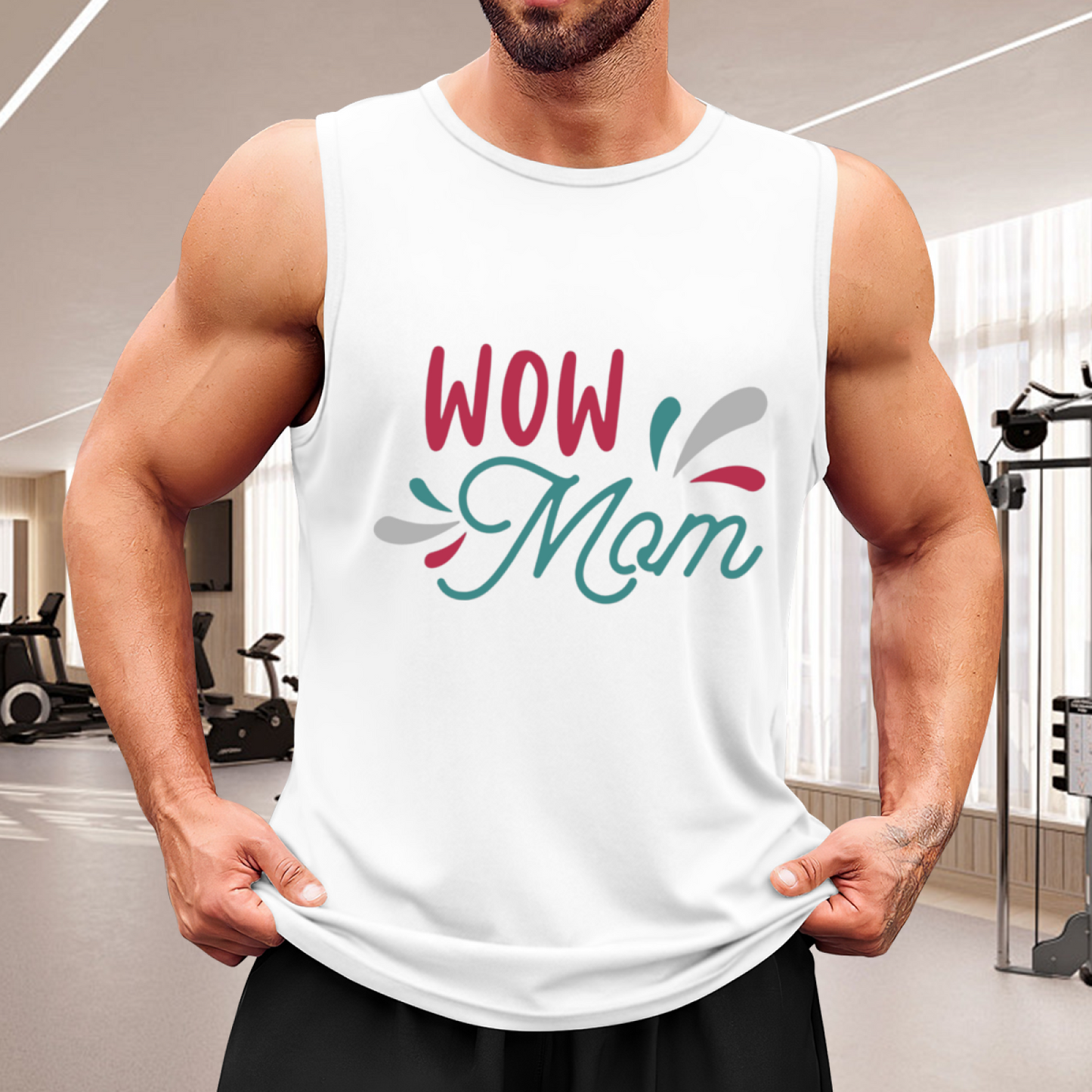 Wow Mom Sweet Mother¡¯s Day Letter Graphic Tank For Men