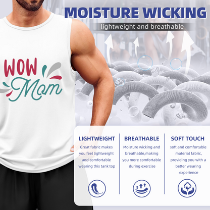 Wow Mom Sweet Mother¡¯s Day Letter Graphic Tank For Men