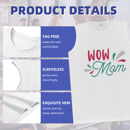 Wow Mom Sweet Mother¡¯s Day Letter Graphic Tank For Men