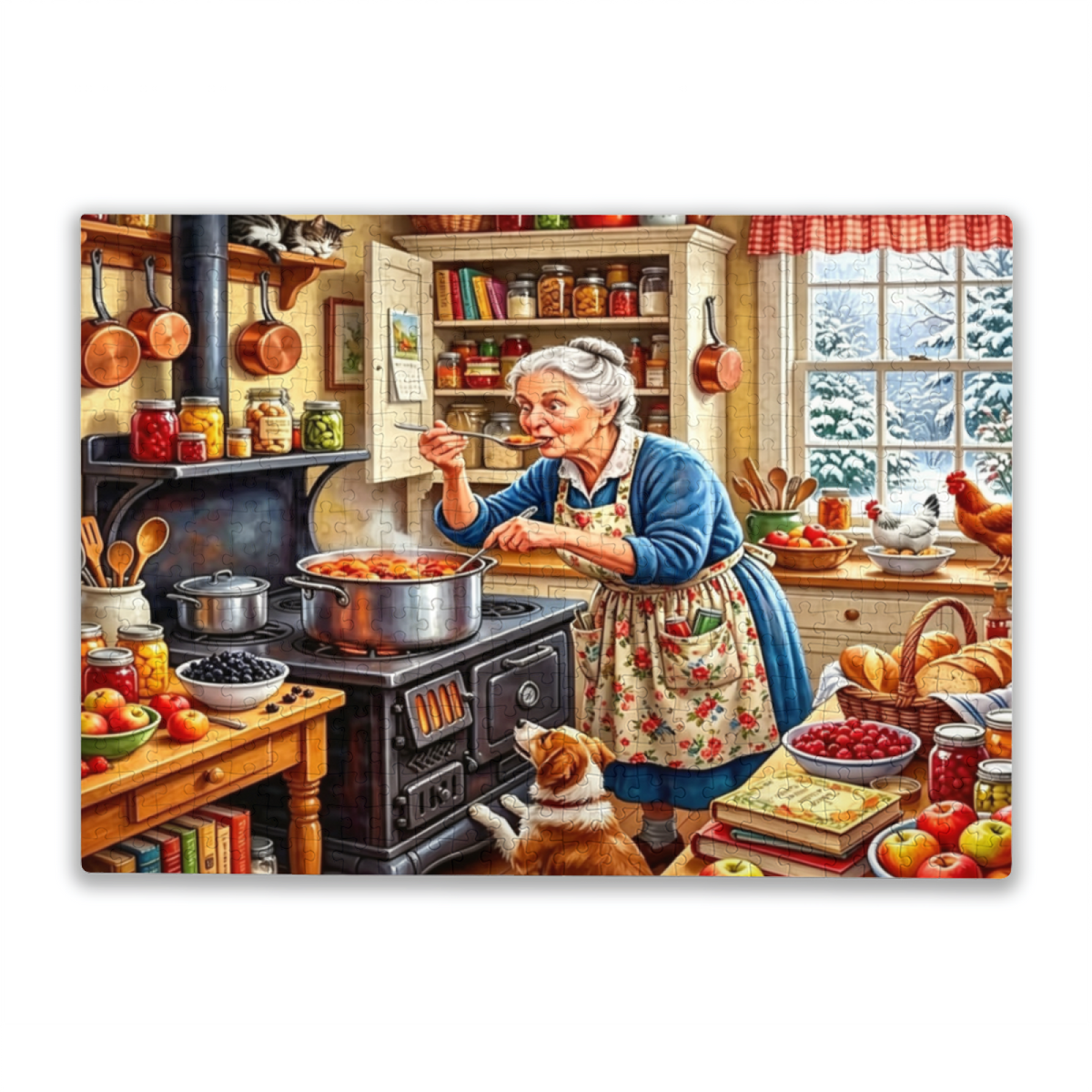 Grandma Cooking Stew in Winter Cottage Kitchen ¨C Nostalgic Home Puzzle