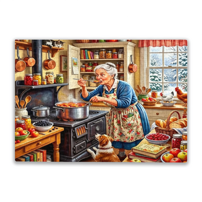 Grandma Cooking Stew in Winter Cottage Kitchen ¨C Nostalgic Home Puzzle
