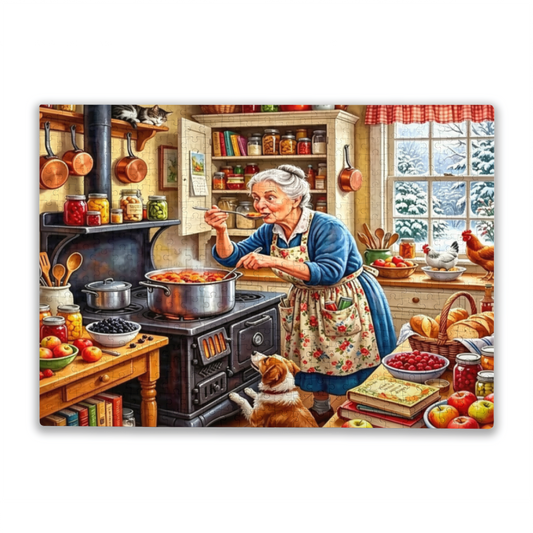 Grandma Cooking Stew in Winter Cottage Kitchen ¨C Nostalgic Home Puzzle
