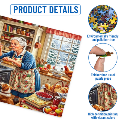 Grandma Cooking Stew in Winter Cottage Kitchen ¨C Nostalgic Home Puzzle