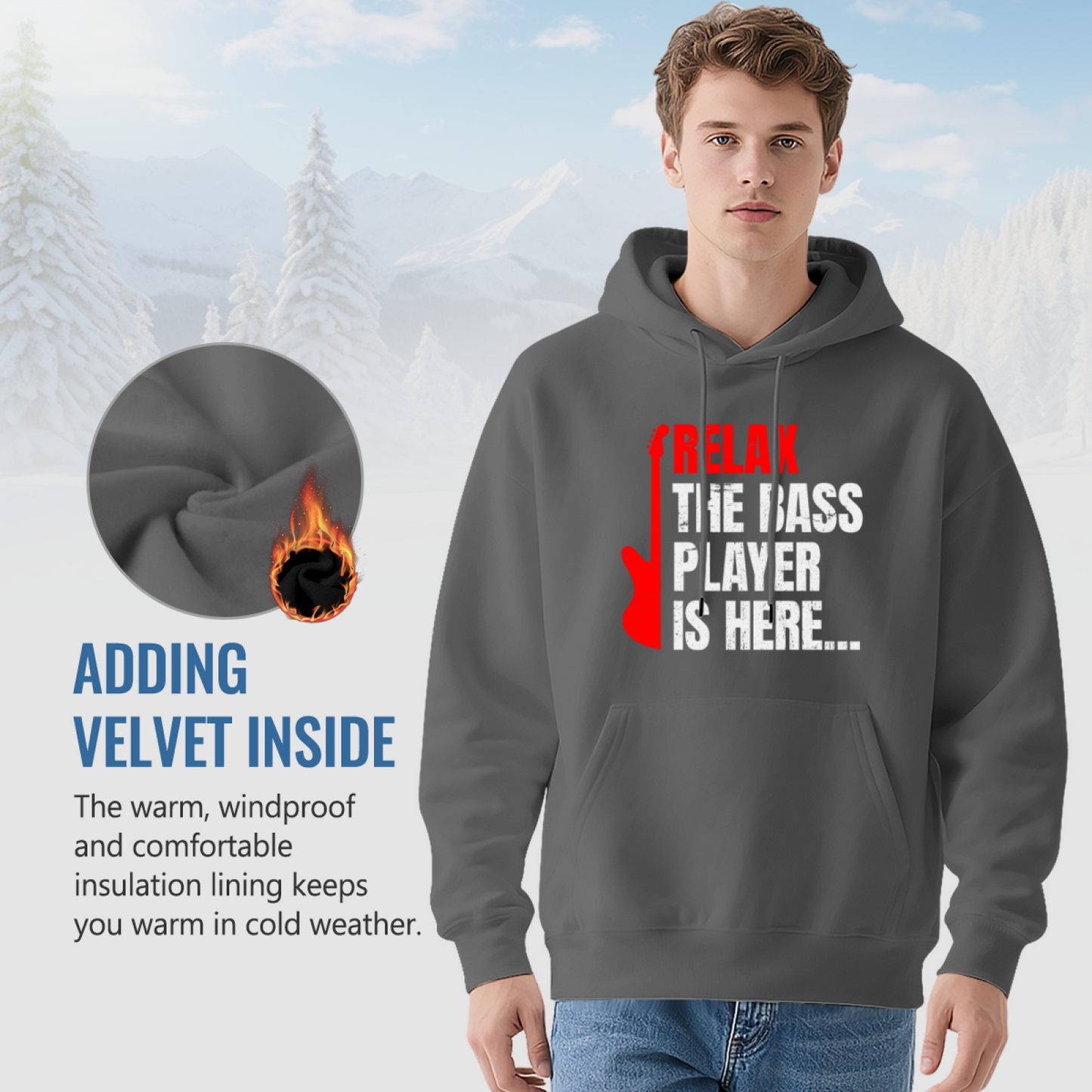 Relax The Bass Player Music Gray Hoodie, Daily Comfortable Pullover