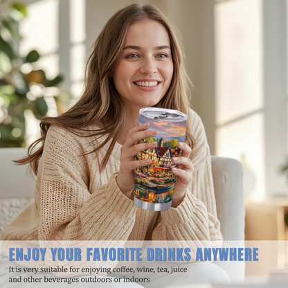 Golden Hour Half-Timber Riverside Village 20oz Travel Cup