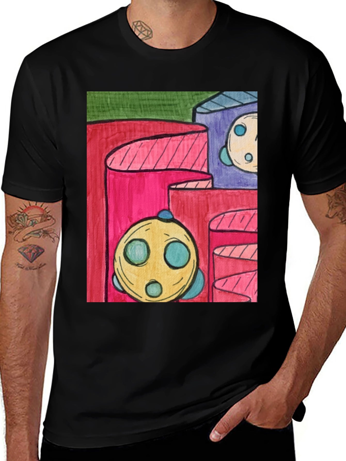 Abstract Graphic Print T-Shirt - Modern Art Tee