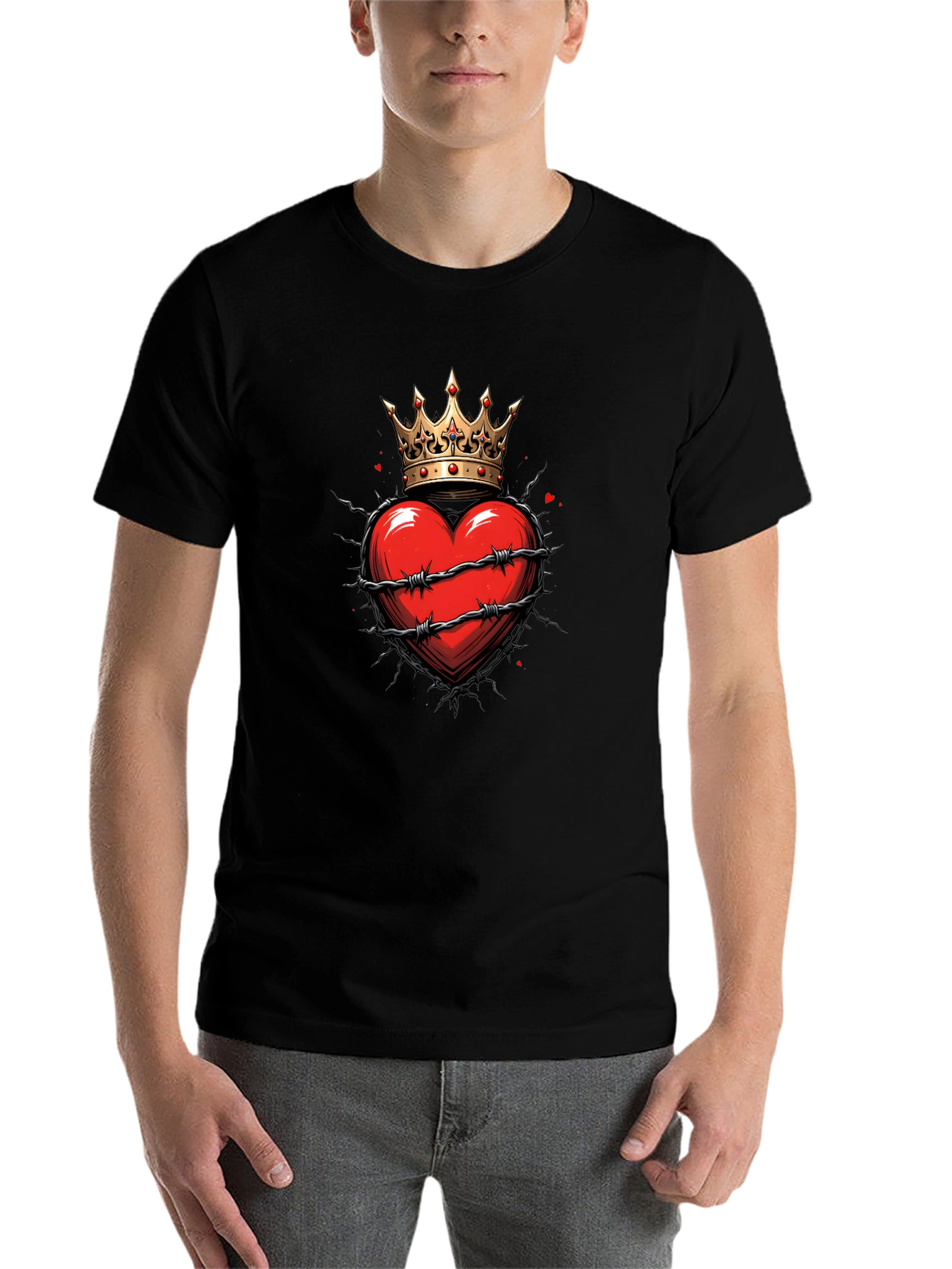 Crowned Heart Graphic Tee - Edgy Style