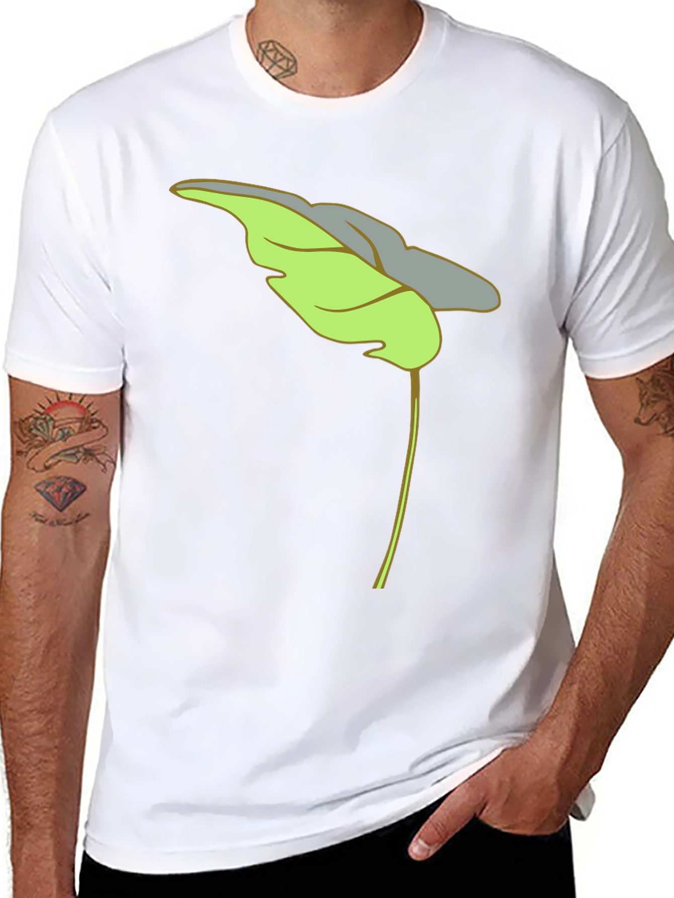 Leaf Graphic Black T-Shirt Casual Wear