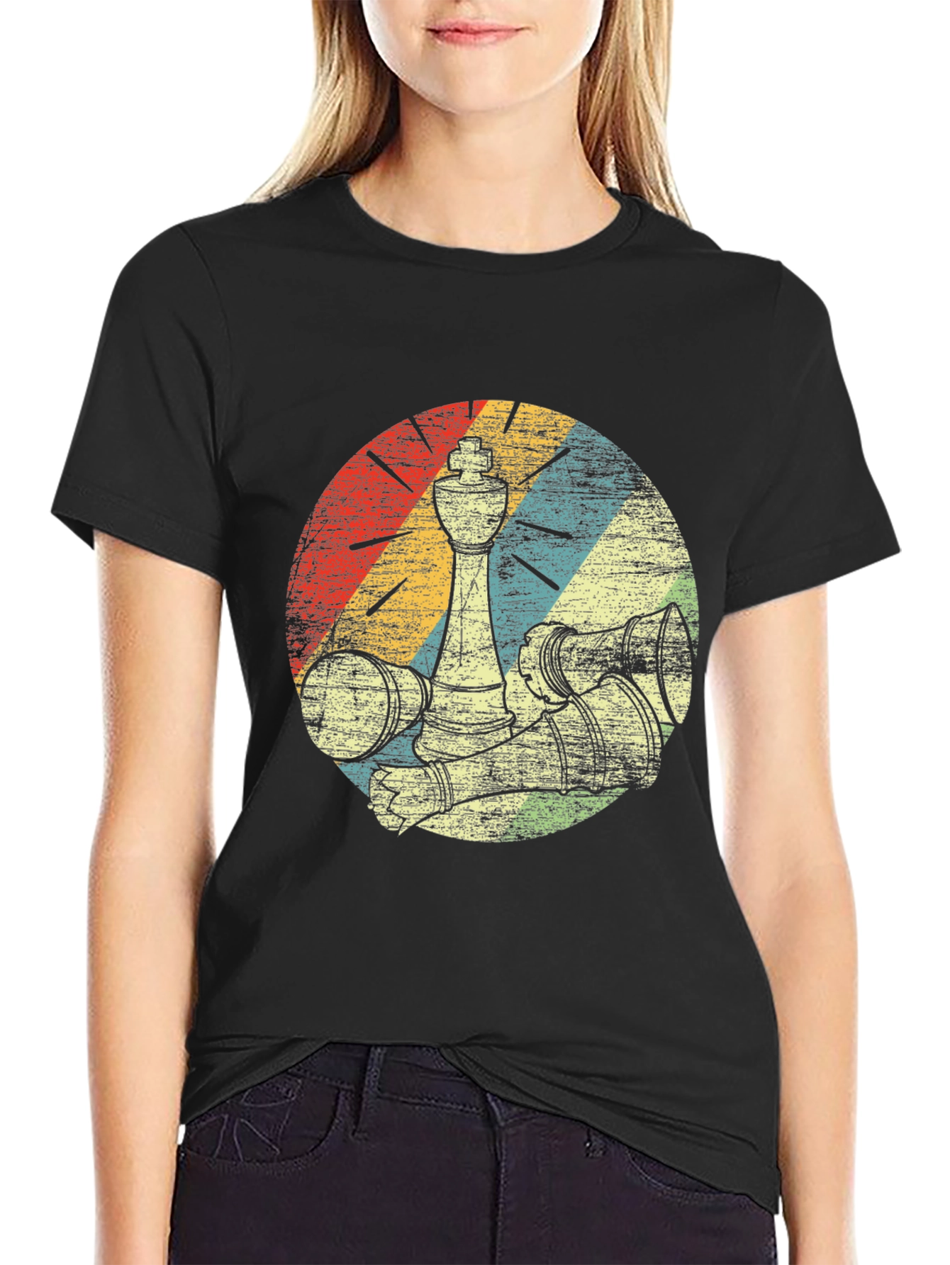 Retro Chess Piece Graphic Tee - Black