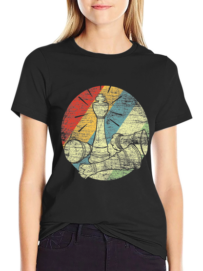 Retro Chess Piece Graphic Tee - Black