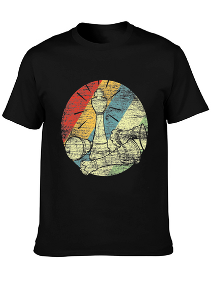 Retro Chess Piece Graphic Tee - Black