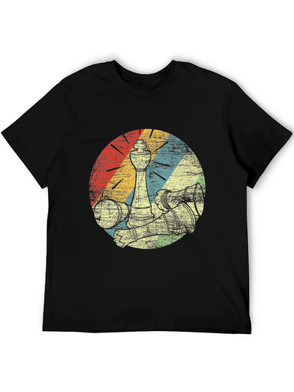 Retro Chess Piece Graphic Tee - Black