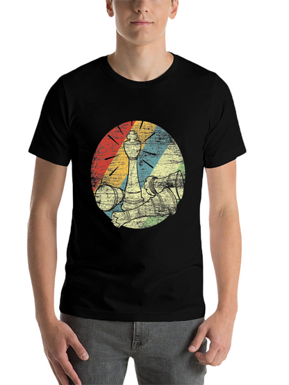 Retro Chess Piece Graphic Tee - Black
