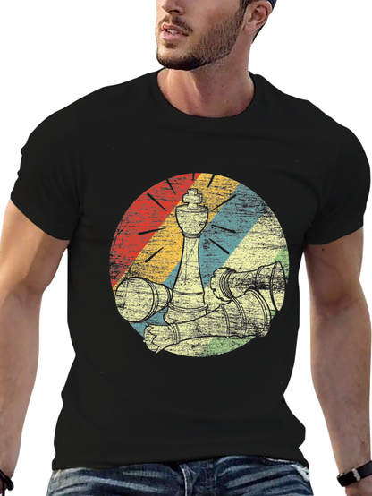 Retro Chess Piece Graphic Tee - Black