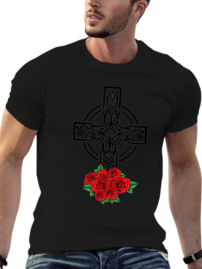 Celtic Cross & Roses Graphic Tee