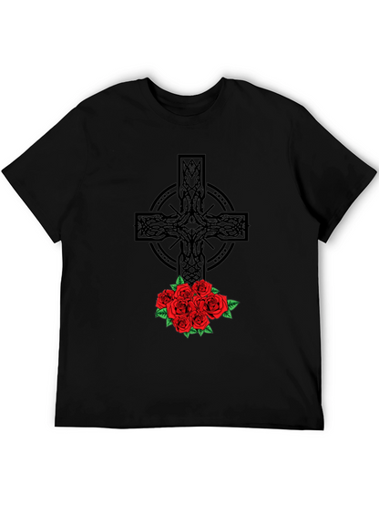 Celtic Cross & Roses Graphic Tee