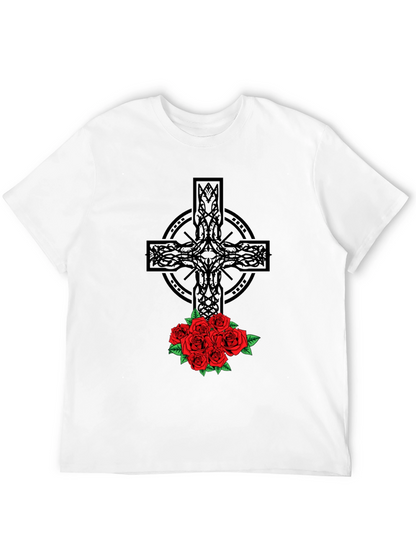 Celtic Cross & Roses Graphic Tee