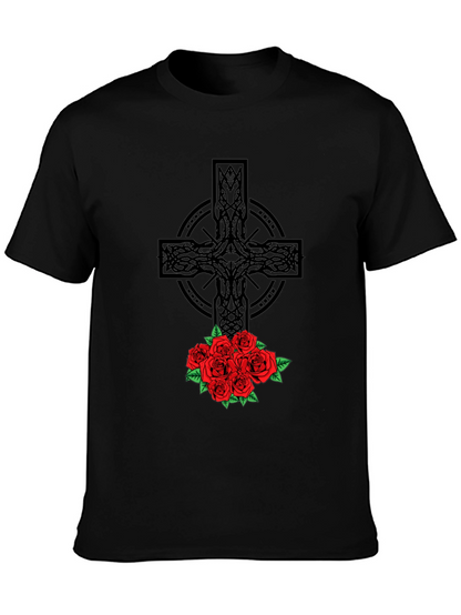 Celtic Cross & Roses Graphic Tee