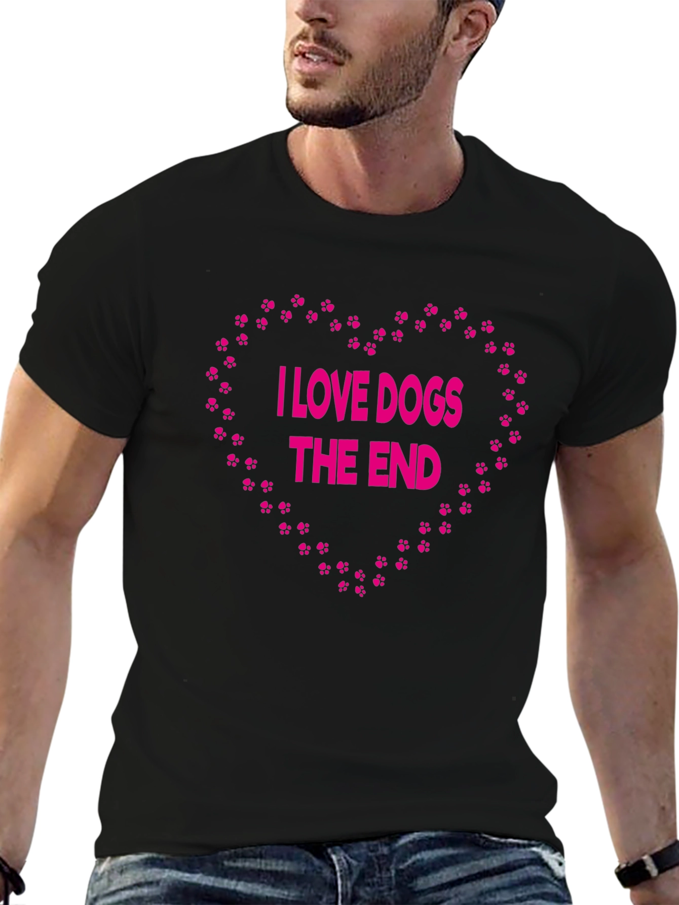 I Love Dogs T-Shirt Paw Print Heart Design