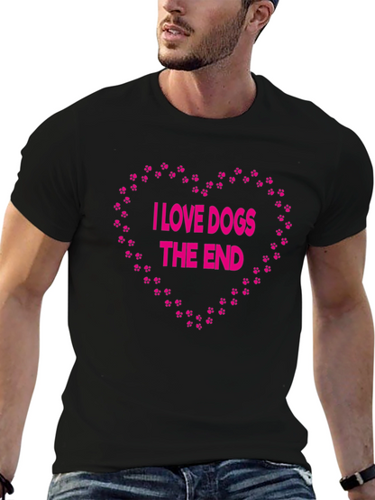 I Love Dogs T-Shirt Paw Print Heart Design