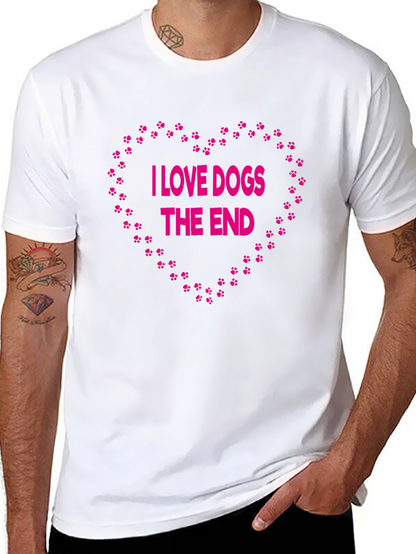 I Love Dogs T-Shirt Paw Print Heart Design