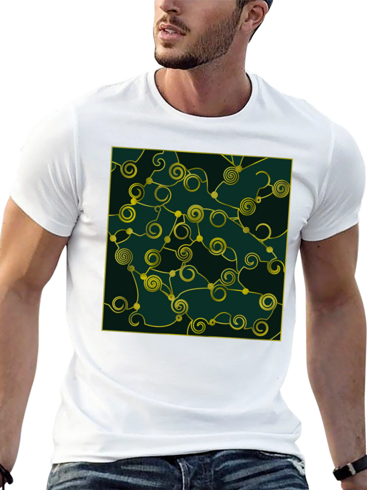 Abstract Swirl Graphic Black T-Shirt
