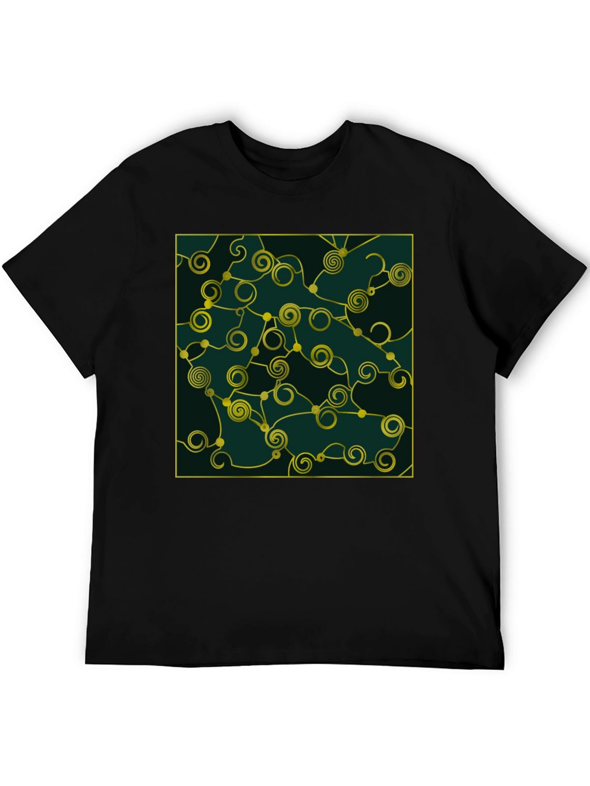 Abstract Swirl Graphic Black T-Shirt
