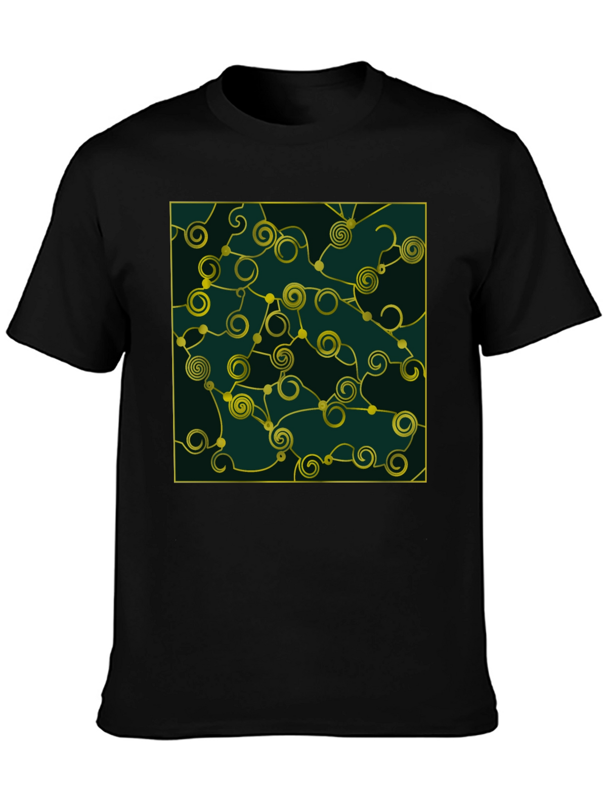 Abstract Swirl Graphic Black T-Shirt