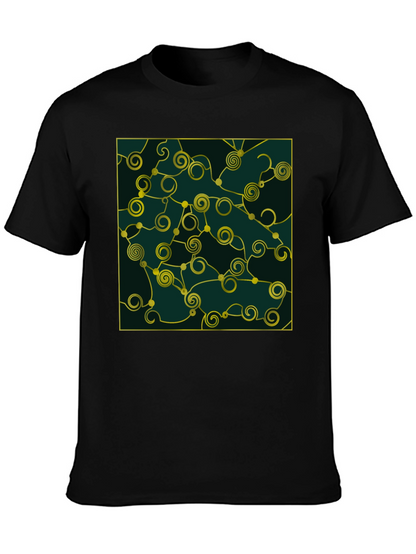 Abstract Swirl Graphic Black T-Shirt