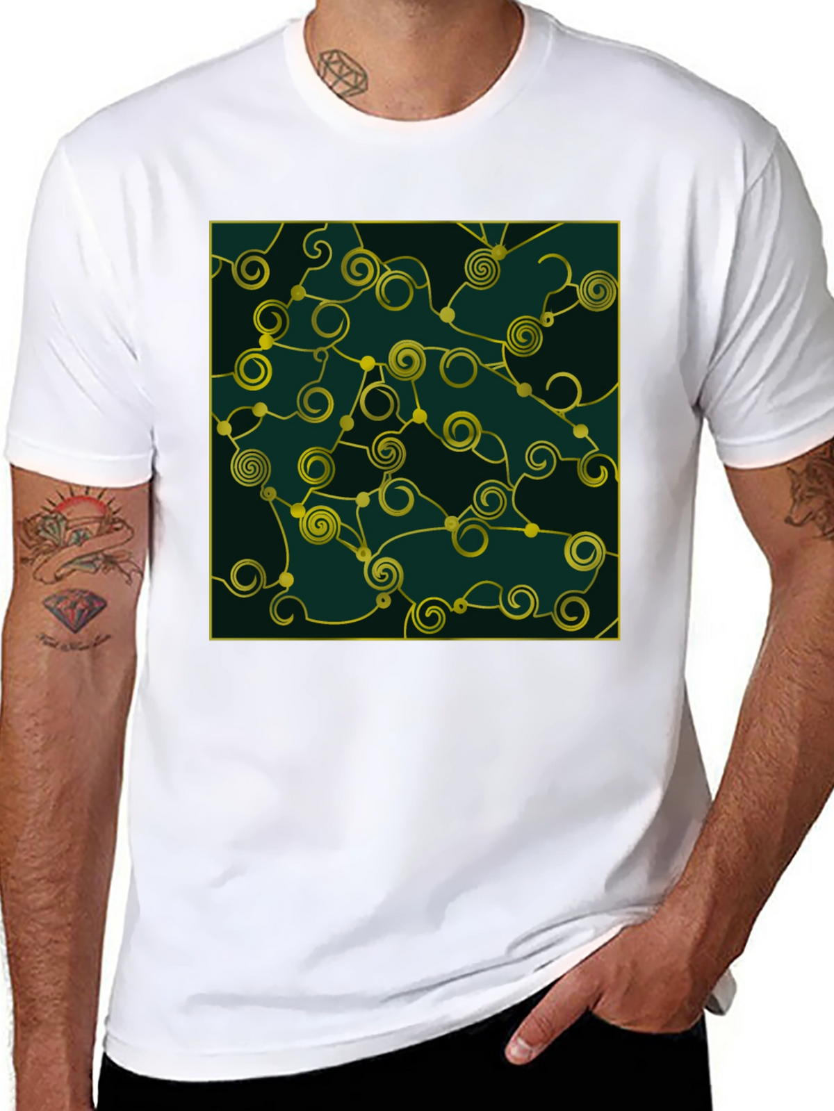 Abstract Swirl Graphic Black T-Shirt