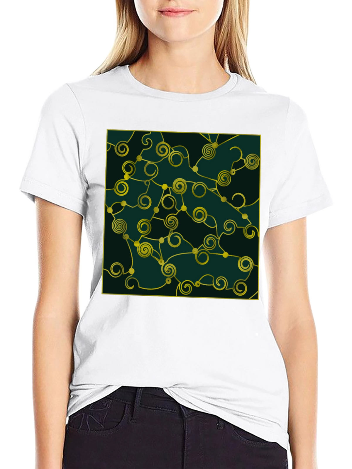 Abstract Swirl Graphic Black T-Shirt