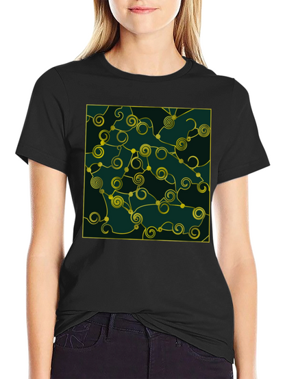 Abstract Swirl Graphic Black T-Shirt
