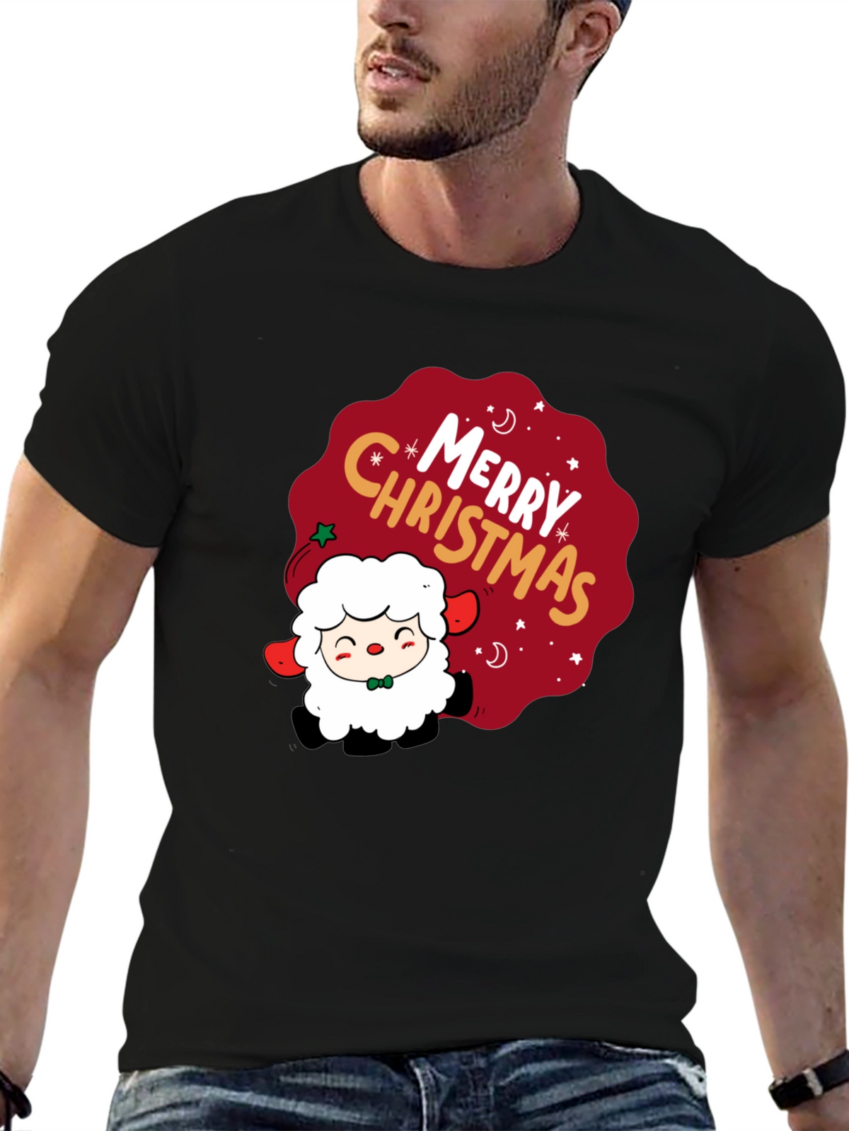 Merry Christmas Sheep Graphic Tee - Holiday Cheer