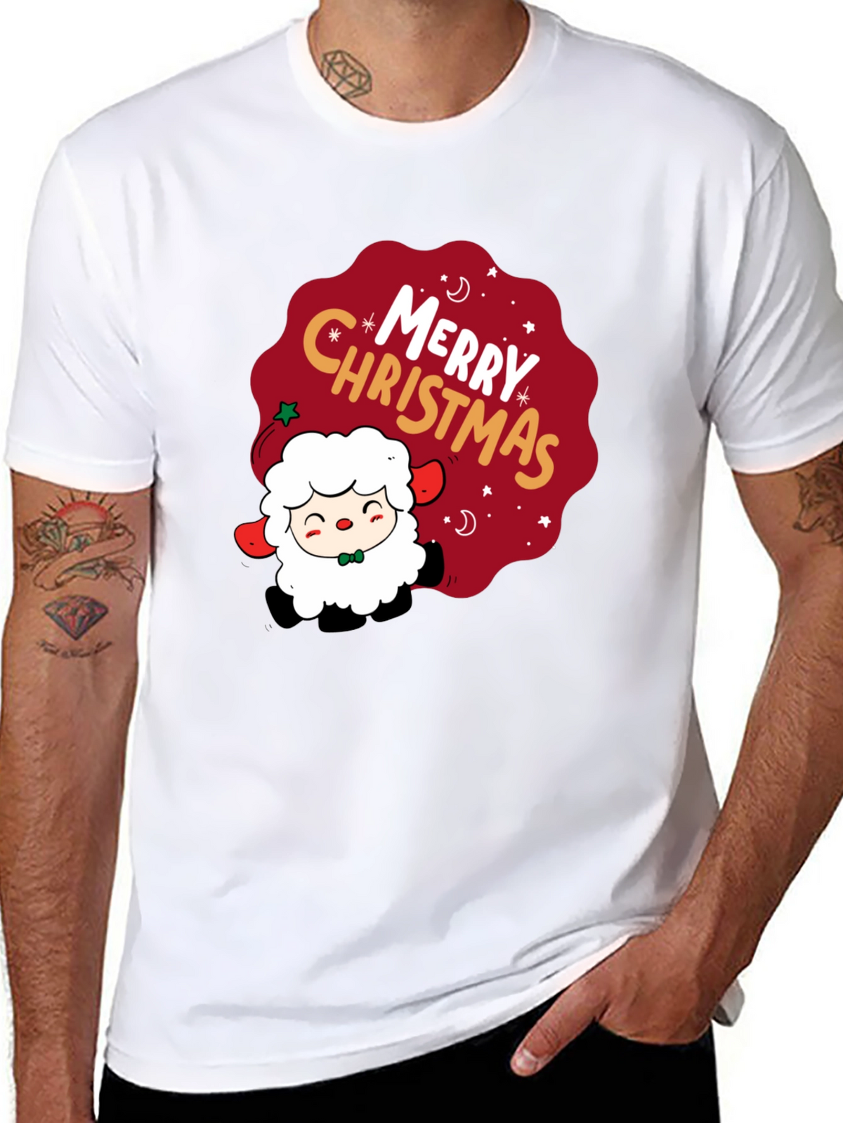 Merry Christmas Sheep Graphic Tee - Holiday Cheer