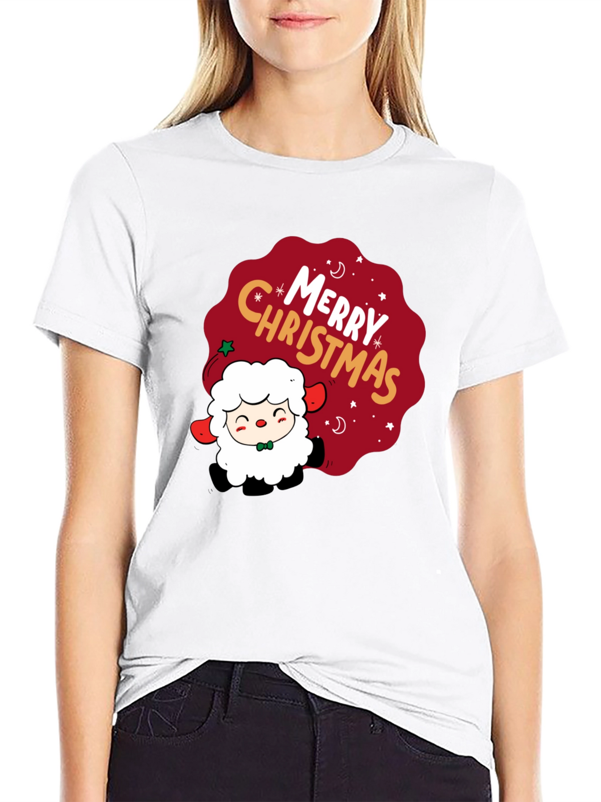 Merry Christmas Sheep Graphic Tee - Holiday Cheer