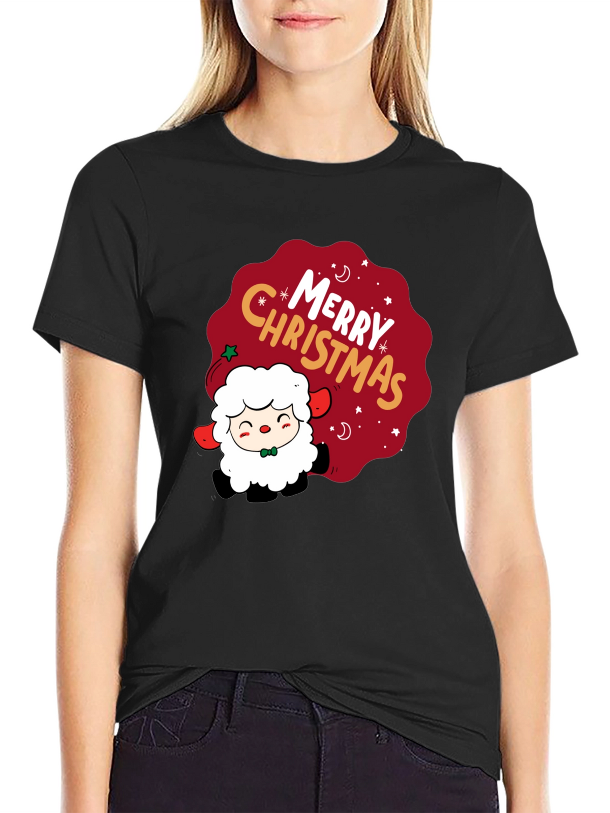 Merry Christmas Sheep Graphic Tee - Holiday Cheer