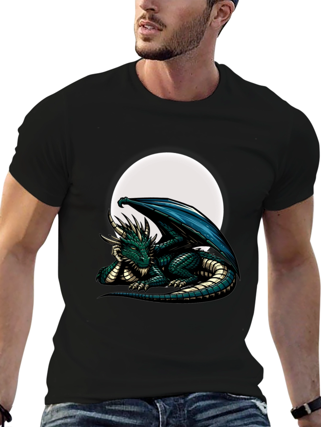 Dragon Moon Graphic Tee - Fantasy T-Shirt