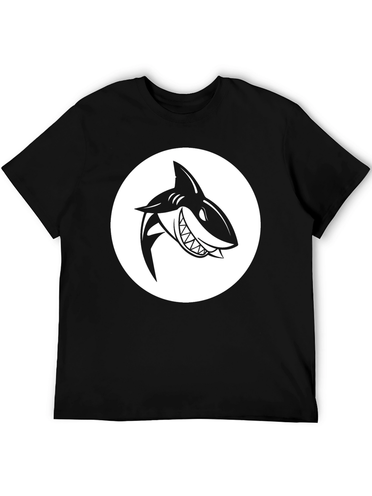 Shark Graphic Tee - Mens Black Crew Neck T-Shirt