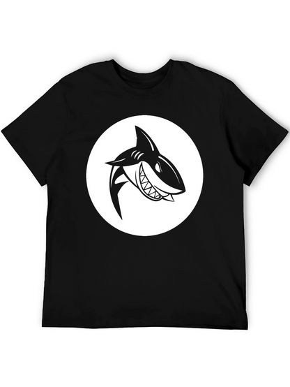 Shark Graphic Tee - Mens Black Crew Neck T-Shirt