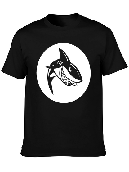 Shark Graphic Tee - Mens Black Crew Neck T-Shirt