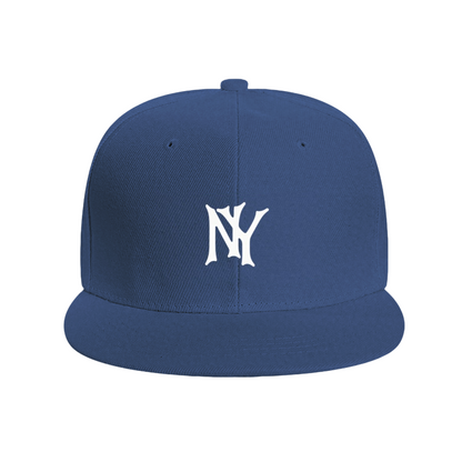 Vintage NY Monogram Logo Print Flat Brim Sun Hat, New York Classic Street Cap